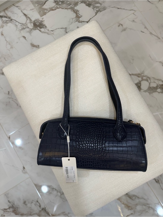 Urban Expressions Handbags - Urban Expressions Blue Croc-Embossed Shoulder Bag with Gold zipper